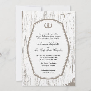 Rustic Horseshoes Barn Wedding Invitation