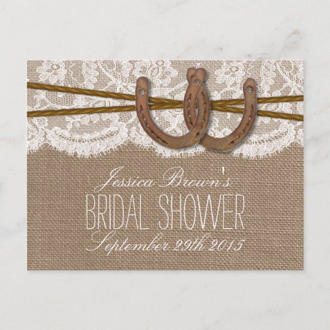 Rustic Horseshoes Bridal Shower Recipe Cards (Front)