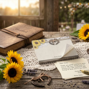 Rustic Horseshoes Burlap Lace Sunflowers Wedding Post-it Notes