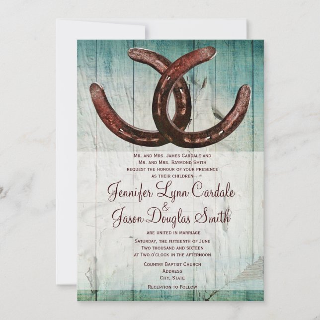 Rustic Horseshoes Country Style Wedding Invitation (Front)