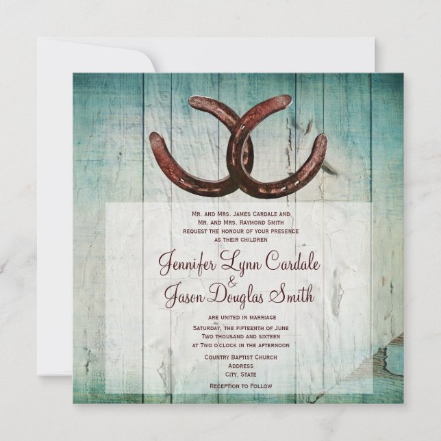 Rustic Horseshoes Country Style Wedding Invitation (Front)