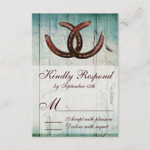 Rustic Horseshoes Country Style Wedding RSVP Card
