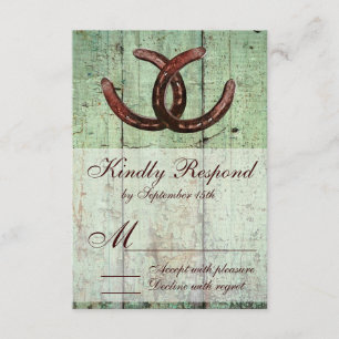 Rustic Horseshoes Country Style Wedding RSVP Card