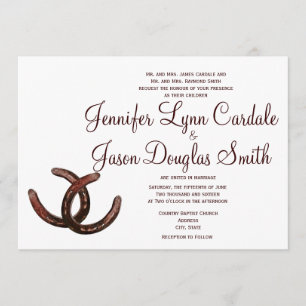 Rustic Horseshoes Country Wedding Invitations