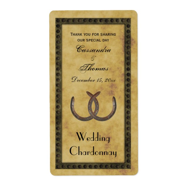 Rustic Horseshoes Distressed BG Bottle Labels (Front)