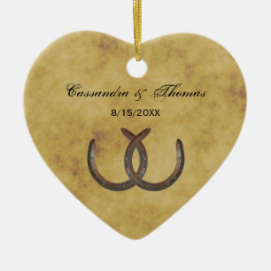 Rustic Horseshoes Distressed BG Ceramic Tree Decoration