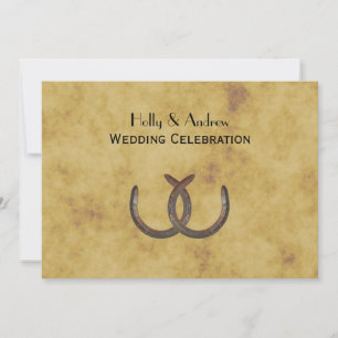 Rustic Horseshoes Distressed BG H Wedding Invitation