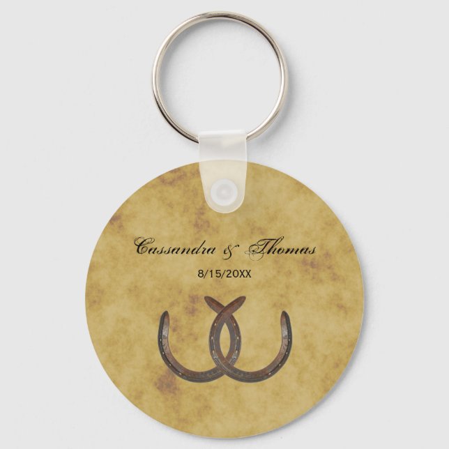 Rustic Horseshoes Distressed BG Key Ring (Front)
