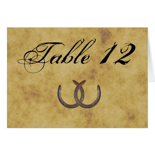 Rustic Horseshoes Distressed BG Table Number (Front Horizontal)