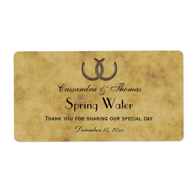 Rustic Horseshoes Distressed BG Water Label (Front)