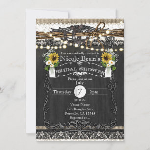 Rustic Horseshoes & Flowers Country BRIDAL SHOWER Invitation