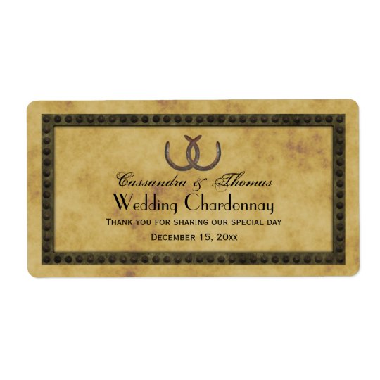 Rustic Horseshoes Frm Distressed BG Wine Label Shipping Label