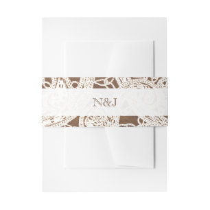 Rustic Horseshoes & Lace Country Wedding Invitation Belly Band