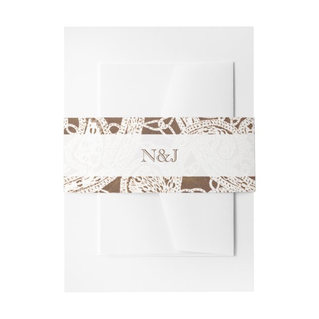Rustic Horseshoes & Lace Country Wedding Invitation Belly Band (Front Example)