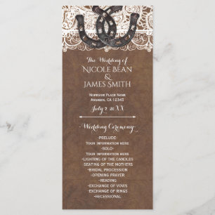 Rustic Horseshoes & Lace Country Western Program Programme