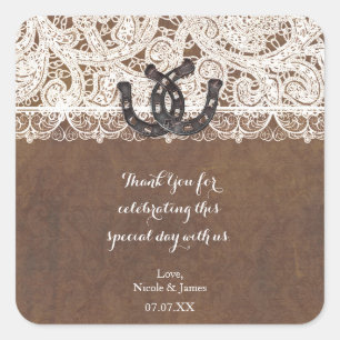 Rustic Horseshoes & Lace Country Western Stickers