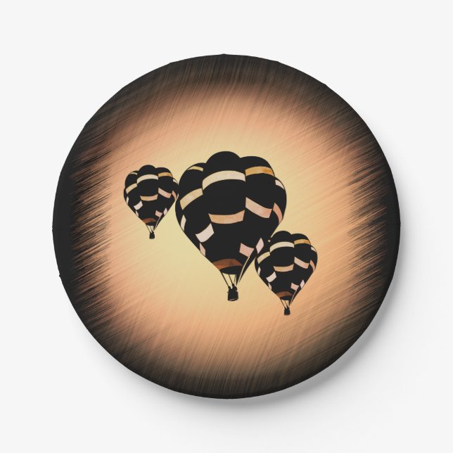 Rustic Hot Air Balloons Paper Plate (Front)