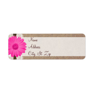 Rustic Hot Pink Gerber Daisy Return Address Labels
