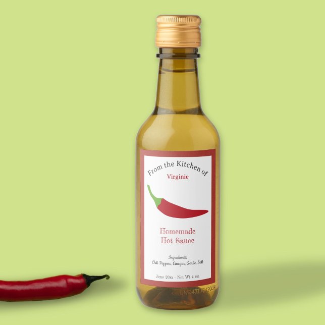 Rustic Hot Sauce Label Sticker - Chilli Pepper (Rustic Hot Sauce Kraft Label Sticker - Red Pepper)