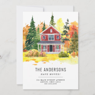 Rustic House Forest Woods We've Moved Fall Moving  Announcement