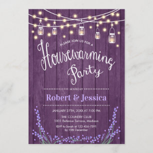Rustic Housewarming Party - Lavender Purple Wood Invitation