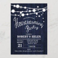 Rustic Housewarming Party - Navy Blue Wood