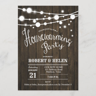 Rustic Housewarming Party Wood Pattern Invitation