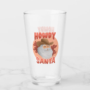 Rustic Howdy Santa Western Cowboy Christmas Glass