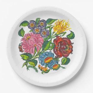 Rustic Hungarian flowers  Paper Plate