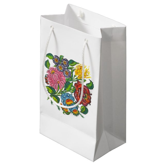 Rustic Hungarian flowers Small Gift Bag (Front Angled)
