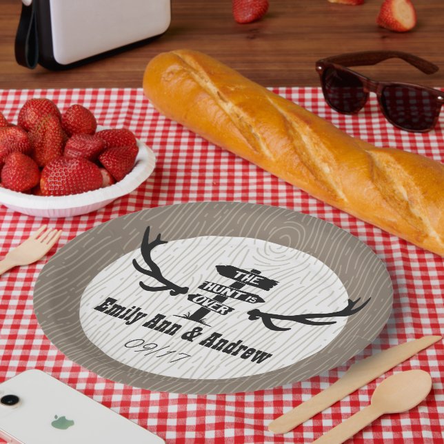 Rustic Hunt is Over Barnwood Paper Plate (Picnic)