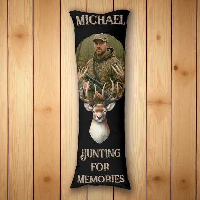 Rustic Hunter Deer Antler Memories Photo Body Cushion (Creator Uploaded)