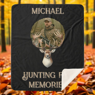 Rustic Hunter Deer Antler Memories Photo Sherpa Blanket