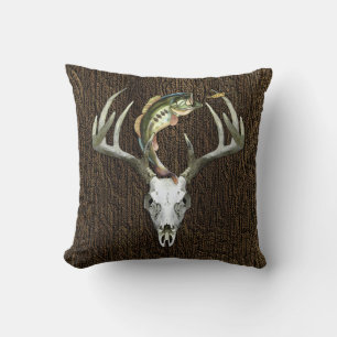 Rustic Hunting Antlers Fishing Cushion