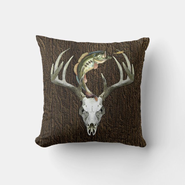 Rustic Hunting Antlers Fishing Cushion (Front)