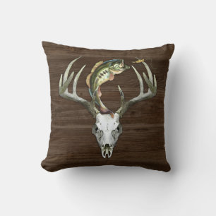 Rustic Hunting Antlers Fishing Cushion