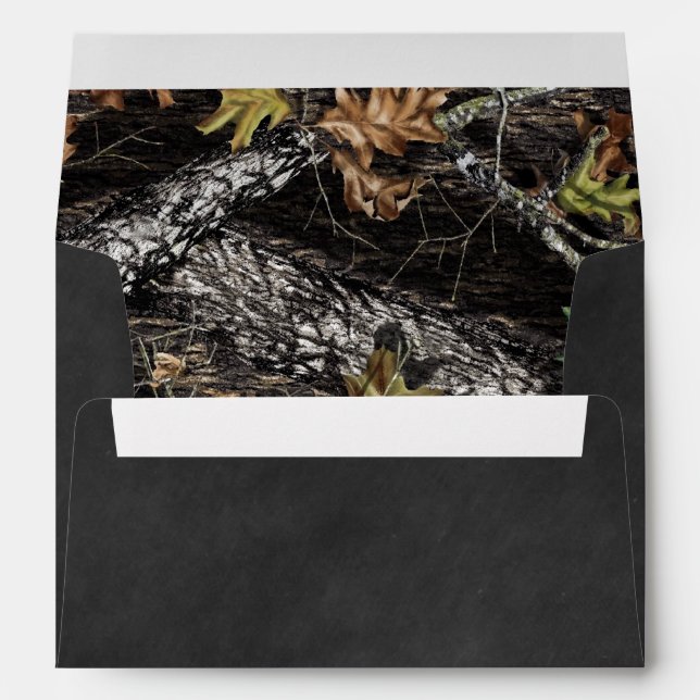 Rustic Hunting Camo Chalkboard Country Wedding Envelope (Back (Bottom))