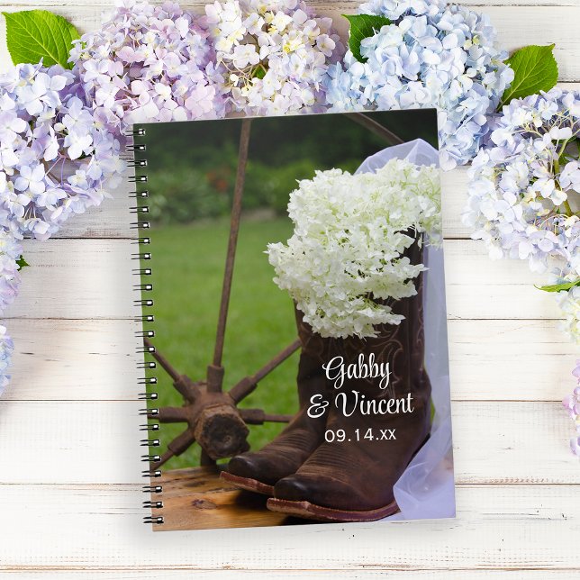 Rustic Hydrangea and Cowboy Boots Western Wedding Notebook (Creator Uploaded)