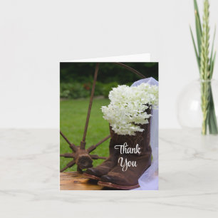 Rustic Hydrangea Cowboy Boots Wedding Thank You
