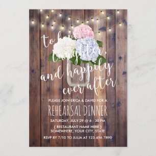 Rustic Hydrangea Floral Mason Jar Rehearsal Dinner Invitation