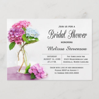 Rustic Hydrangea Flowers Bridal Shower Wedding Invitation