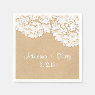 Rustic Hydrangeas Floral Wedding Napkin