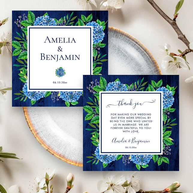 Rustic Hydrangeas Thank You For Wedding Officiant (Front / Back)