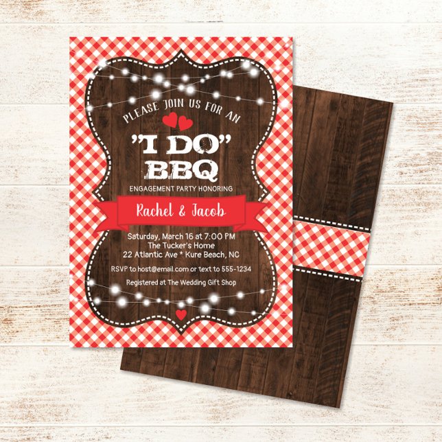 Rustic I DO BBQ Couples Shower Engagement Party Invitation (Creator Uploaded)