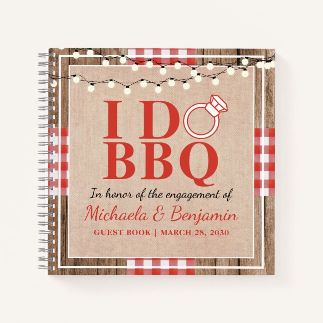 Rustic I Do BBQ Engagement Party Couple Guest Book (Front)