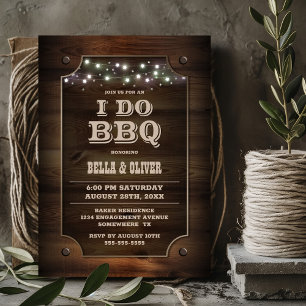 Rustic I Do BBQ Engagement Party Invitation