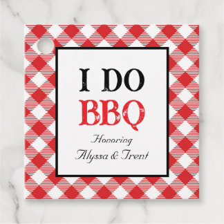 Rustic I DO BBQ Red Gingham Wedding Favour Tags