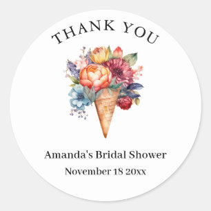 Rustic Ice Cream Bridal Shower  Classic Round Sticker