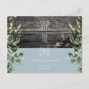 Rustic Icy Blue Foliage Wedding Save the Date  Invitation Postcard