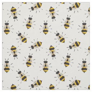 Rustic Illustrated Bee Fabric